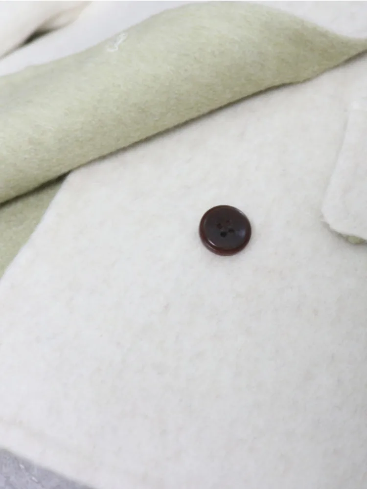 ZMEENNA 여성용 우아한 짧은 울 혼합 코트 재킷 칼라리스 디자인, 대비 색상 스카프 미니멀리스트 캐주얼 ZM4547