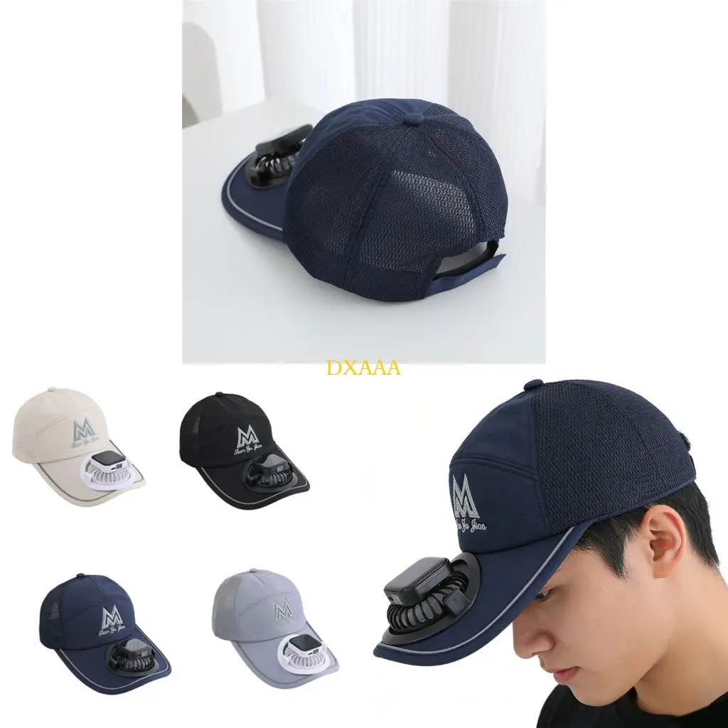 DXAA USB Chargeable Solar Powered Fan Hat with 3 Wind Modes Baseball Cap for Hot Weather and Outdoor Camping Climbing Use
