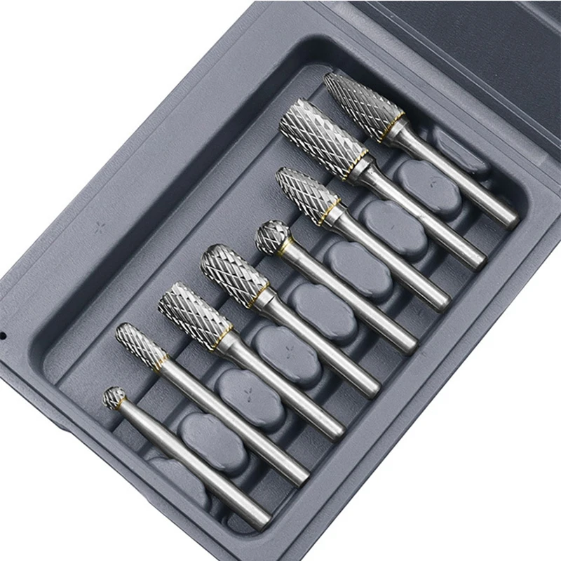 

8 Pcs/set 6mm-12mm Tungsten Carbide Burr Bit CNC Engraving 1/4" Rotary Cutter Files Portable Tools Set