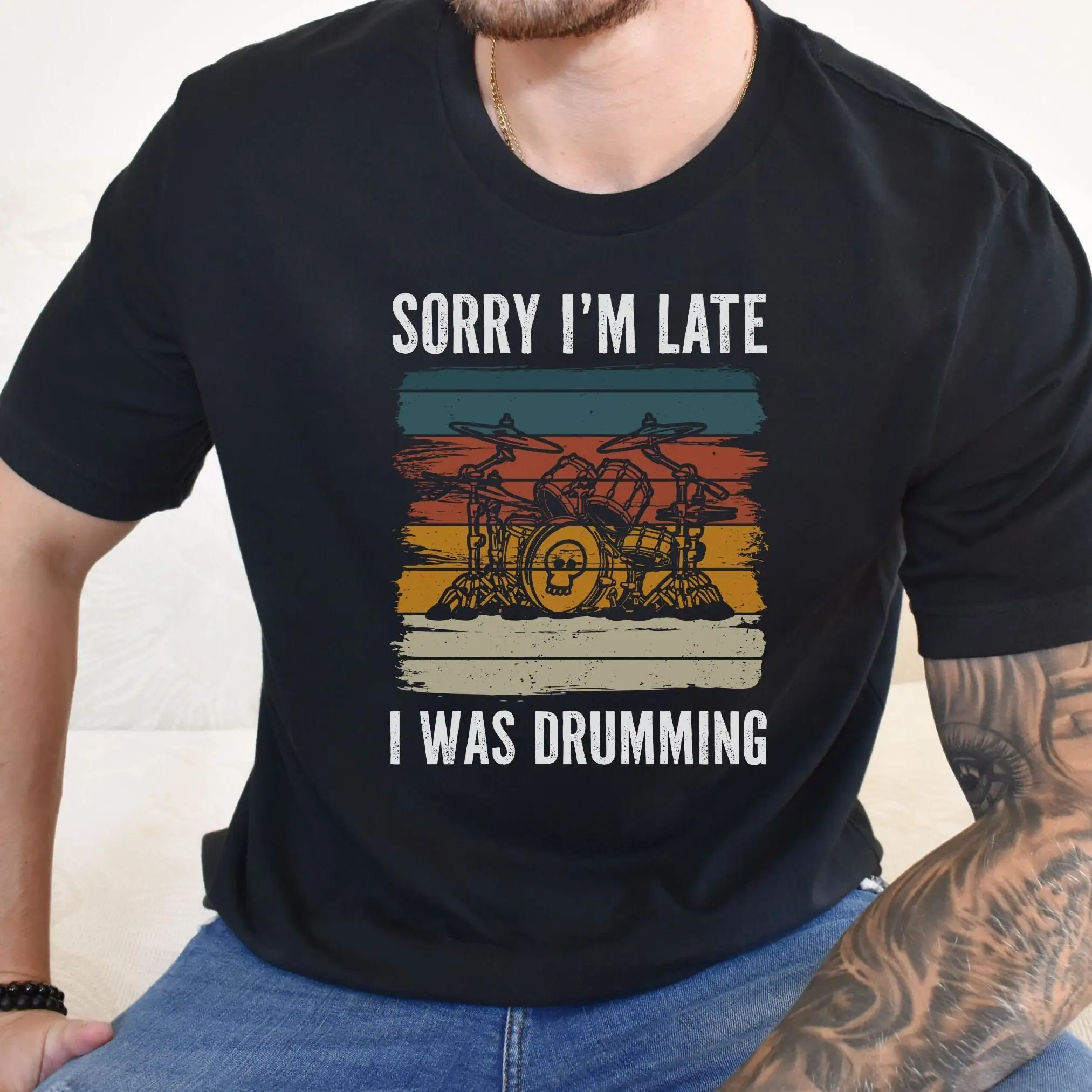 تي شيرت مضحك الطبال آسف لقد تأخرت لقد كنت الطبول روك آند رول Https Www Etsy Com Hk En Listing 1533278882 أنا متجر #1