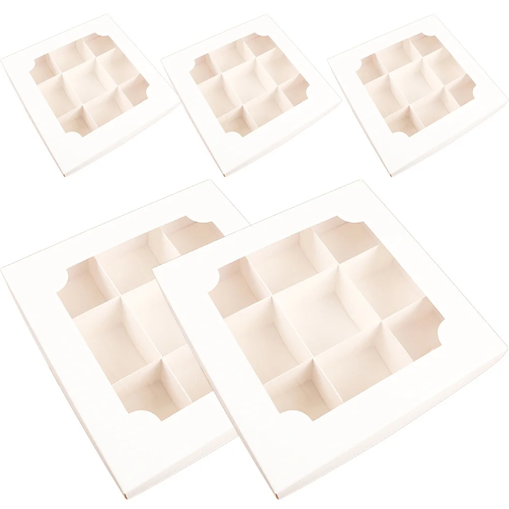 5 قطعة صناديق الكعك ورقة صناديق المخابز 9 تجويف نافذة تصميم حفلة كاندي صندوق الزفاف الحلوى التعبئة والتغليف كعكة صندوق كاندي