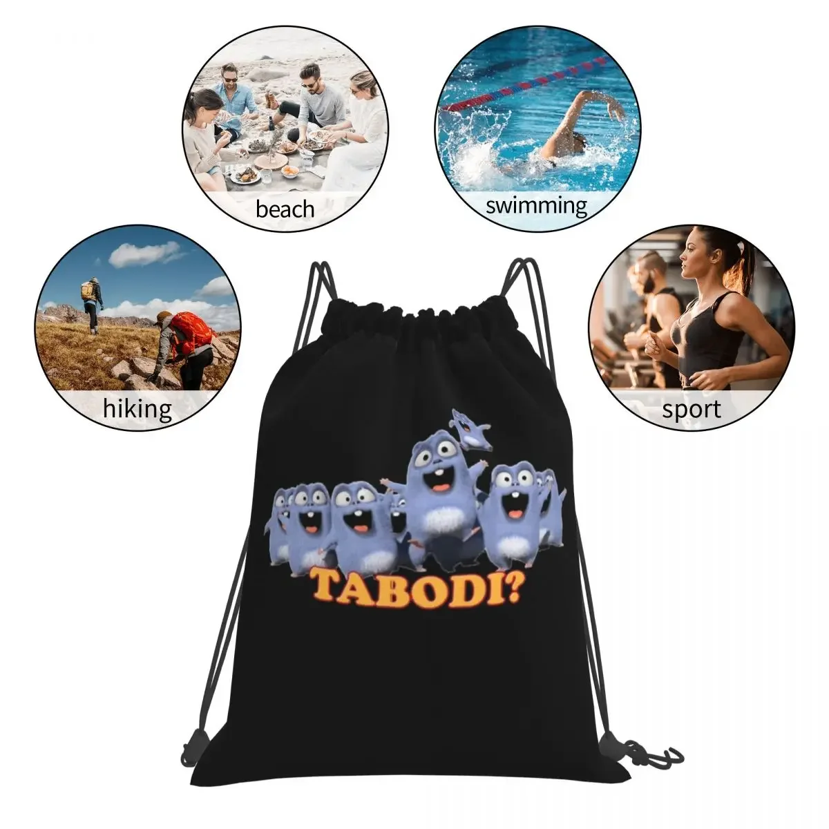 Grizzy And The Lemmings Tabodi Backpacks Drawstring Bags Drawstring Bundle Pocket Sports Bag Book Bags For Travel Students