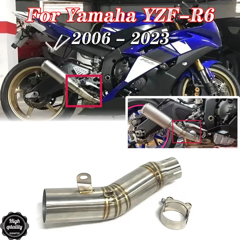 

Slip On For Yamaha YZF R6 YZF-R6 2006 - 2023 Years Motorcycle Exhaust System Middle Mid Link Pipe Connect 60mm Muffler Moto Tube