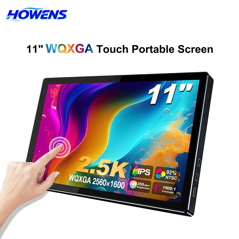 HOWENS 11 Inch 10-Point Touchscreen Portable Monitor WQXGA 2.5K IPS 92%NTSC Travel Display Type-C HDMI For Laptop Switch PS5