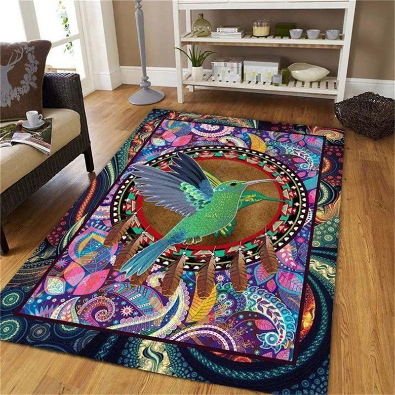 

Colorful Hummingbird Rug 3D All Over Printed Carpet Mat for Living Room Doormat Flannel Print Bedroom Non-slip Floor Rug 01