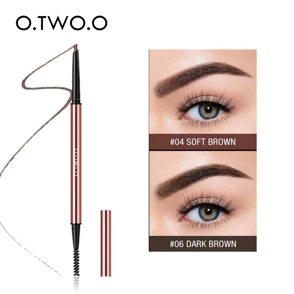 O.TW O.O-Lápis de Sobrancelha Triangular Ultra Fino, Castanho Escuro, 6 Cores, Caneta Natural Eye Brow, Longa Duração, Impermeável, Maquiagem dos Olhos