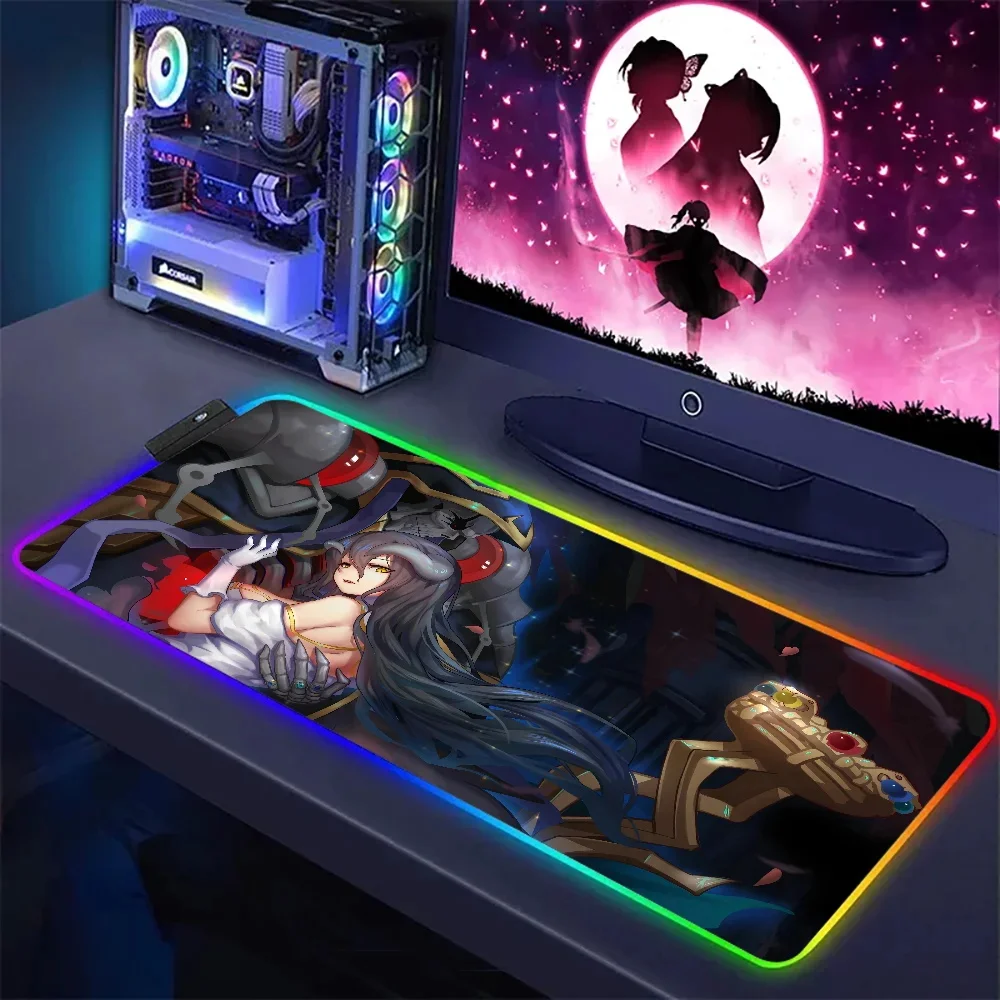 XXL Computer Large RGB Gaming Mouse Pad Colorful Luminous Manga Table Mat With Backlit Anime Overlord Big LED Lighting Mice Pads