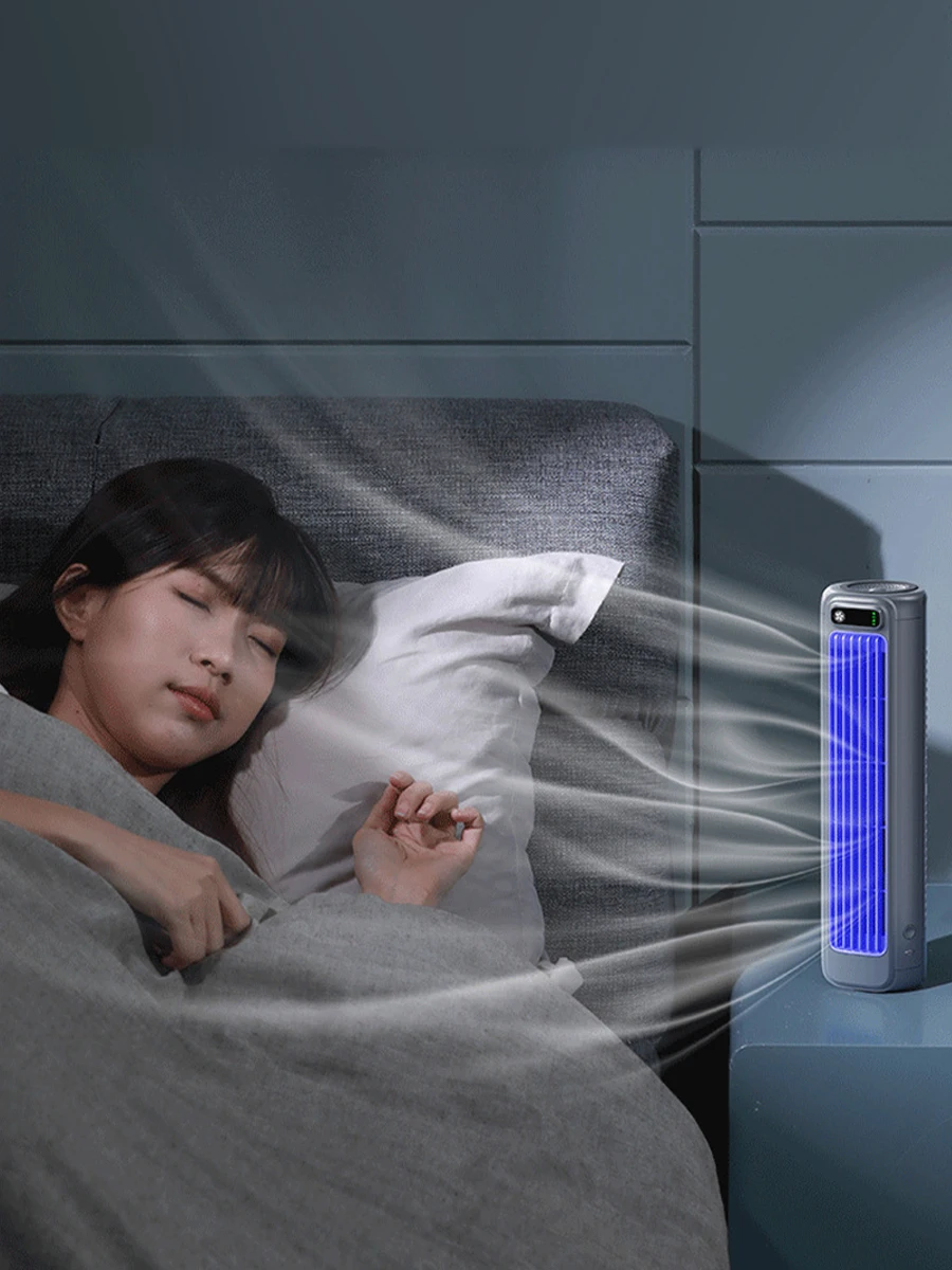 

2026 New Cooling Desk Fan With Cooling Function Ultra-Quiet Tower Fan For Office Camping USB Rechargeable Air Conditioner