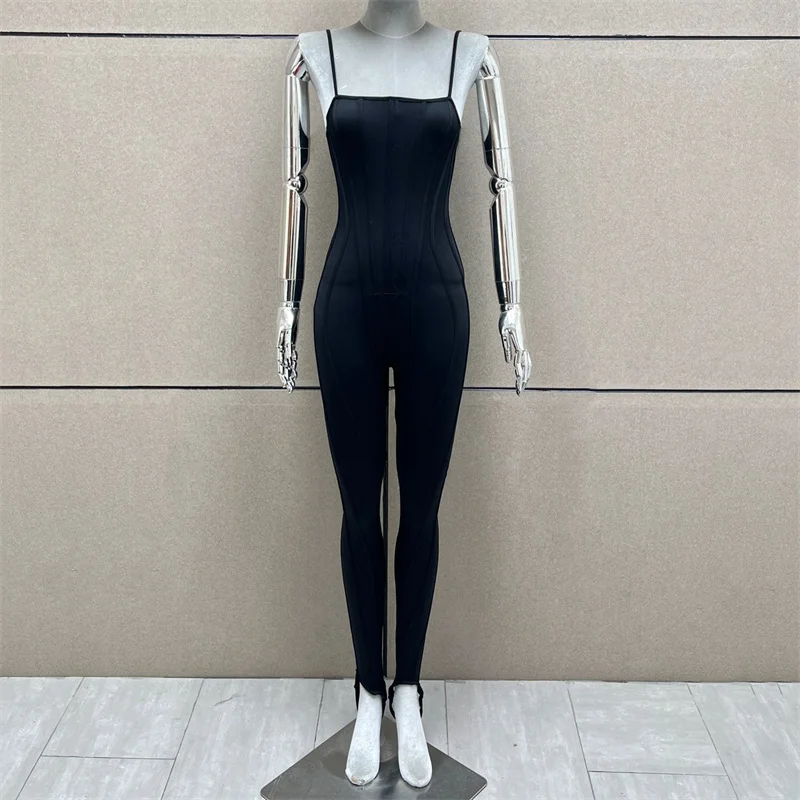 

women's jumpsuits and rompers New elastic fishbone slim fit suspender pencil pants for spring 2026 Sexy backless yoga pants y2k