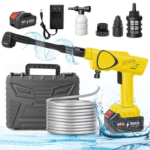Cordless Electric High-Pressure Cleaner Washer Water Spray Gun Brushless 970PSI with 6-in-1  Nozzle 21V 4.0Ah Battery and Hose