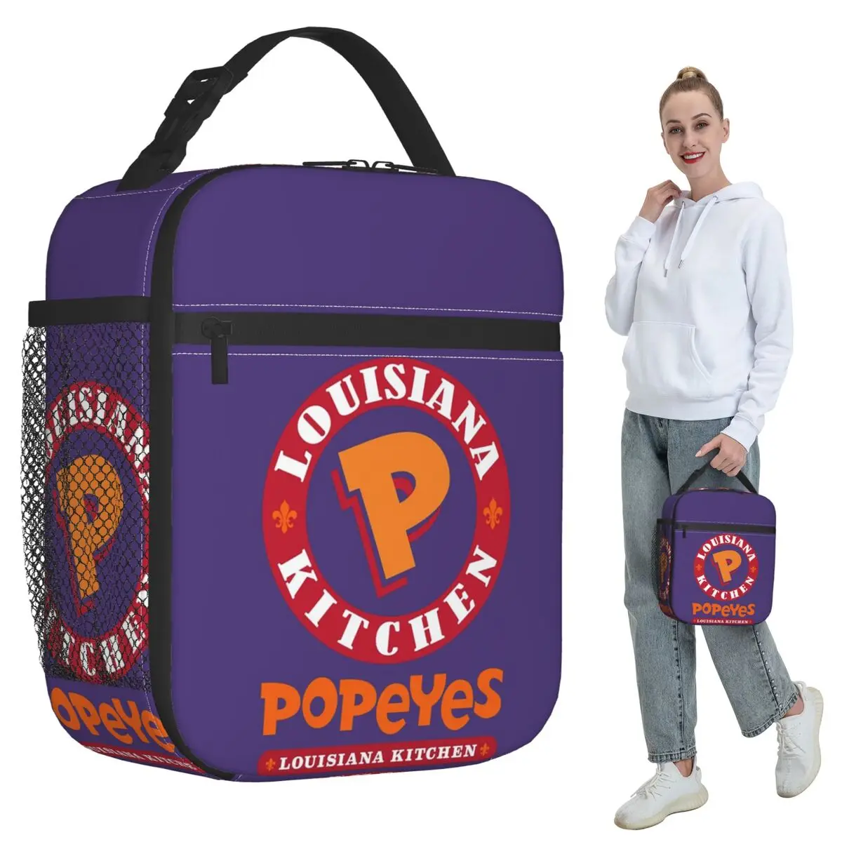 

Изолированная сумка для обеда с логотипом Popeyes Louisiana Kitchen для женщин, термосумка для офиса, герметичный контейнер для еды, сумка-тоут для ланча