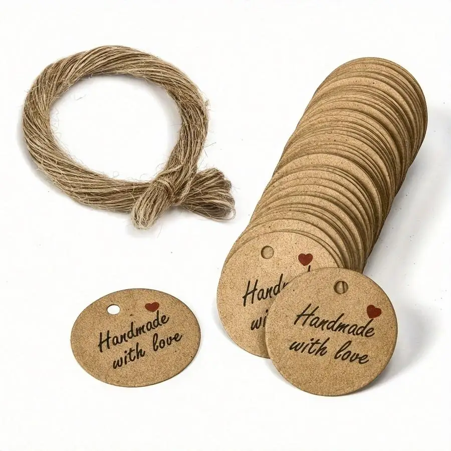 1/5/10/20/50/100pcs Kraft Paper Hang Tags with 