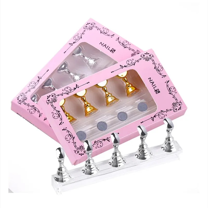 5 piezas por paquete soporte magnético de uñas con forma de ajedrez para práctica y exhibición, en oro, plata y rosa dorado, estante para exhibir esmaltes en gel 6