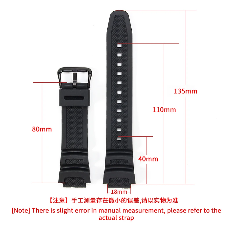 Dust-Free Watchband for Casio W218h AE-1200/1100 SGW-300 MRW-200 Waterproof Resin Silicone Strap