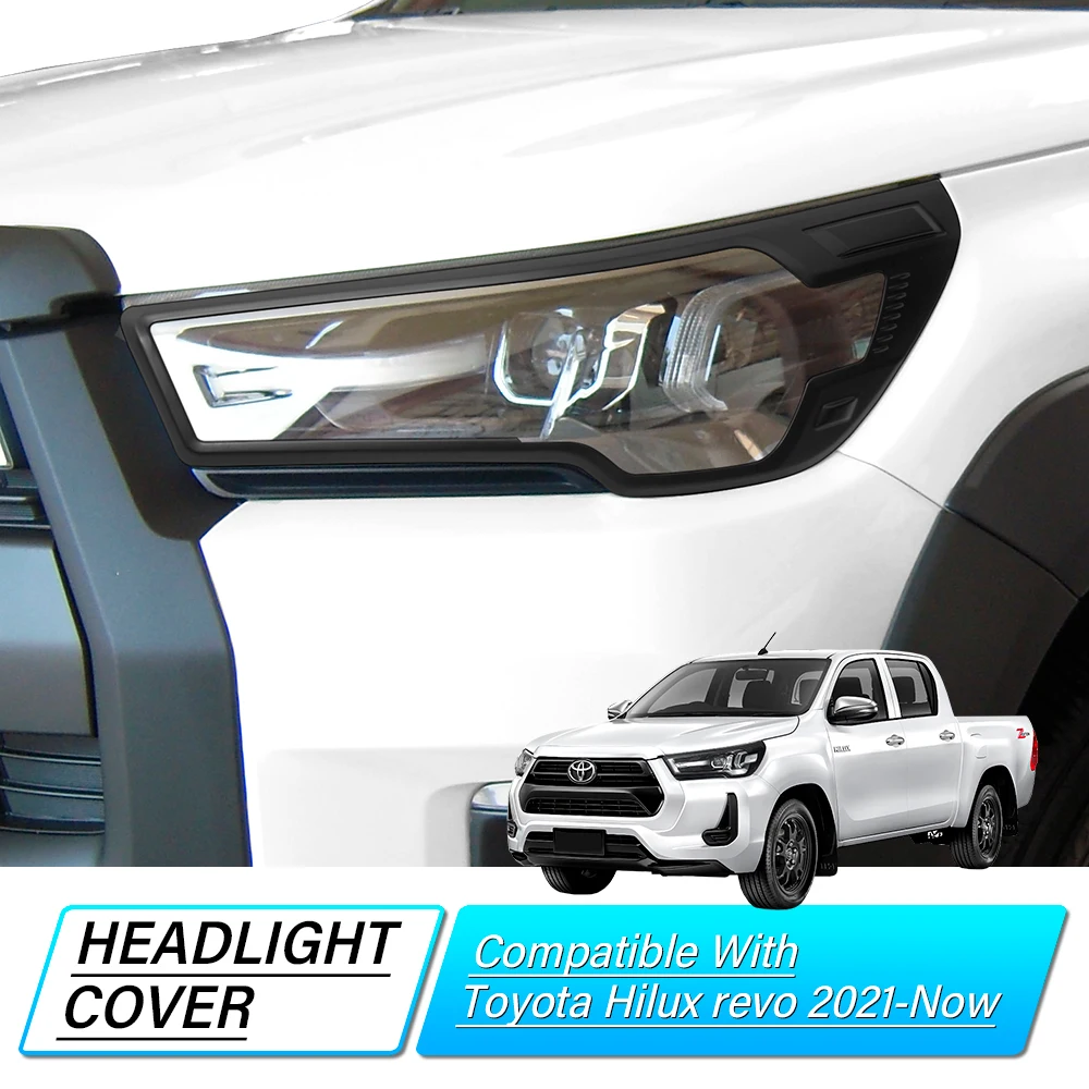 Front Headlight Cover Lamp Protector Surround Head Light Cover for Toyota Hilux 2021-2024 year Models 4X4 Auto Part Car Styling