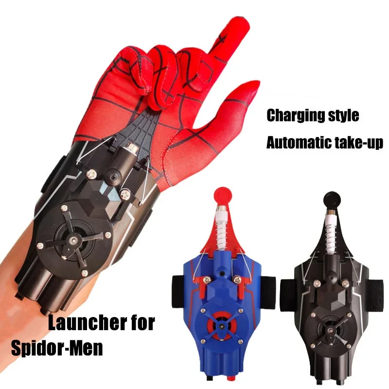 Electric Auto Retractable Spider Web Shooter Wrist Mounted Web Launcher Novelty Cosplay Prop For Adult Hero Role Play Anime Toys