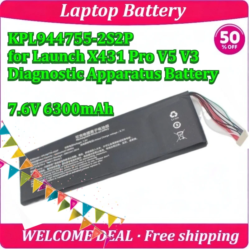 New KPL944755-2S2P for Launch X431 Pro V5 V3 Diagnostic Apparatus Battery 7.6V 6300mAh High Capacity Lithium Battery