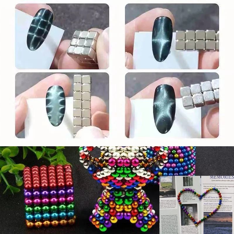 27-343Pcs Nail Art Cat Eye Square Magnets Strong Magnetic Push Pin Multi-function Use Magnets for Refrigerator Kitchen Manicure