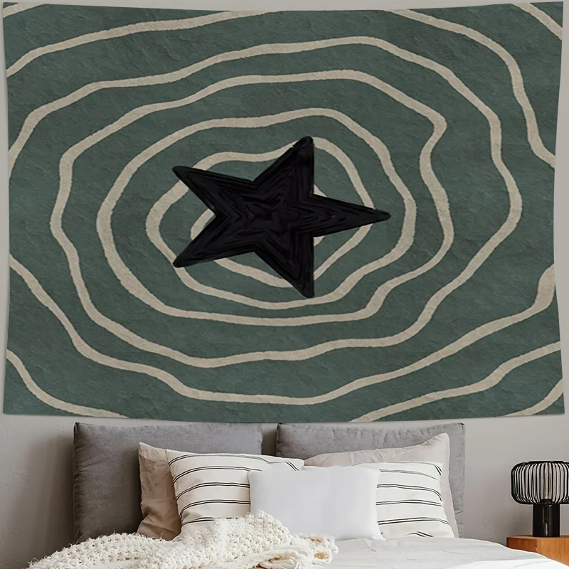 Retro Green Topographic Stars Tapestry - Wall Art for Bedroom, Living Room & Dorm Decor , Room Decor