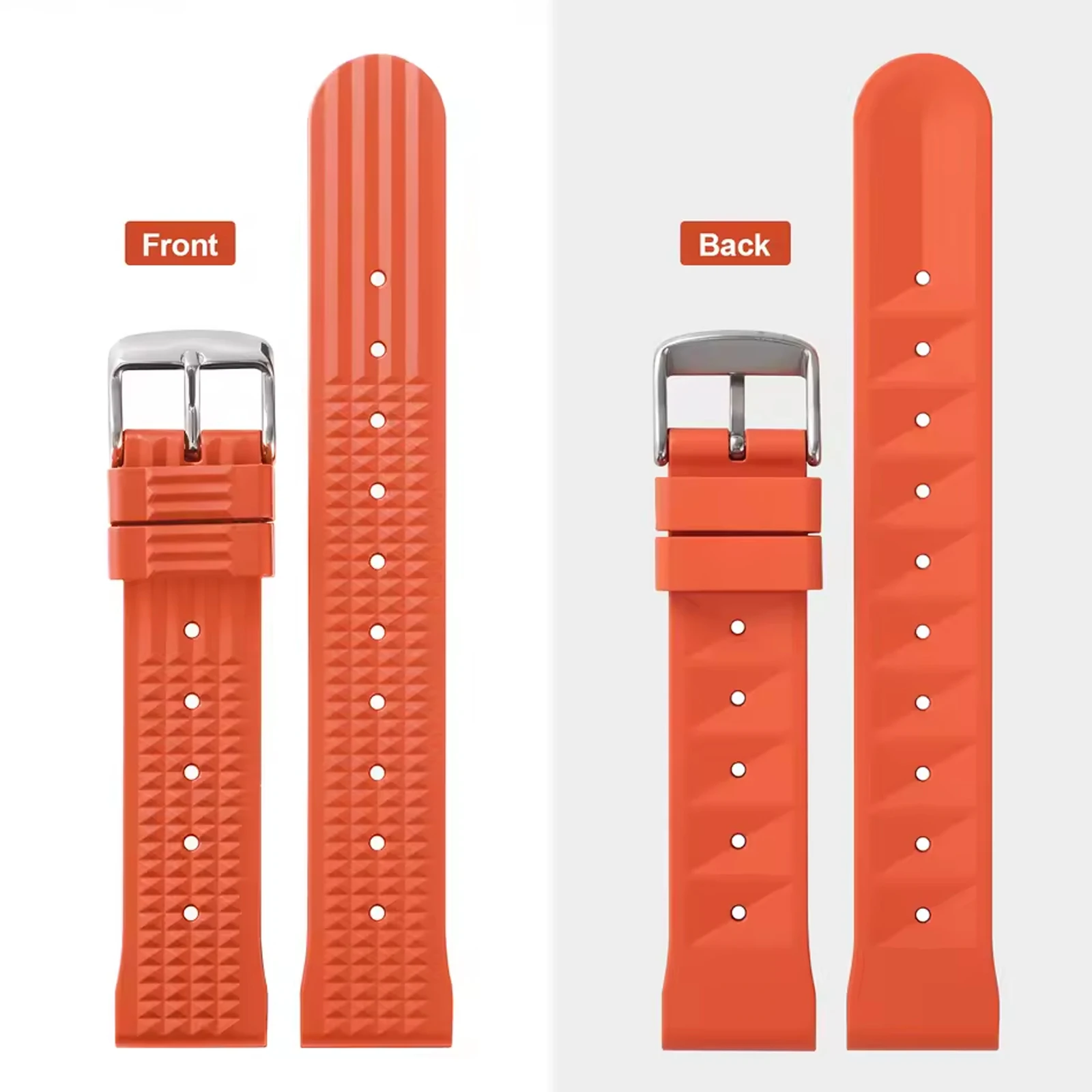 Watchdives Premium Grade Waffle FKM Watch Band 20mm 22mm Fast Release Fluoro Rubber Watch Strap For Traditional Diving Watch image 3