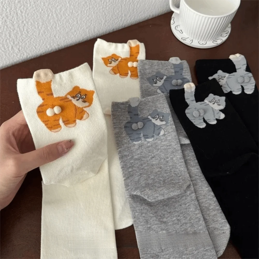 Wygodne skarpetki bawełniane w kształcie jajka dla kota, pochłaniające pot, oddychające, skarpetki dla par, trójwymiarowe, miękkie skarpetki do połowy łydki, męskie i damskie.