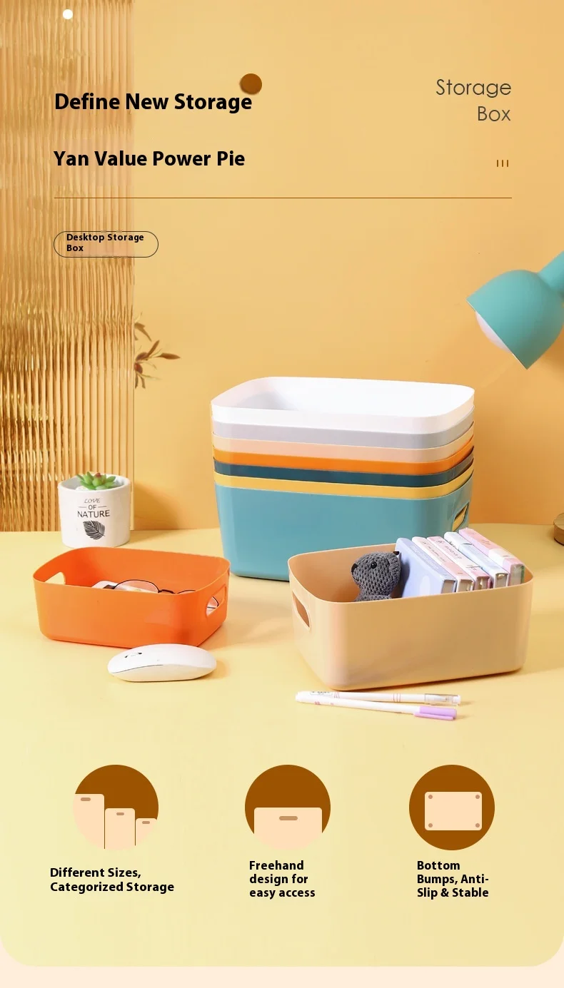 

Rectangular Desktop Organizer Box Office Key Cosmetic Storage Basket Kitchen Supplies Placement Box