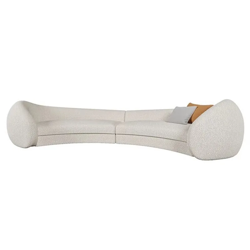 

Italian Modern Simple Large Apartment Curved Cream Living Room Special-shaped Light Luxury Fabric Sofa