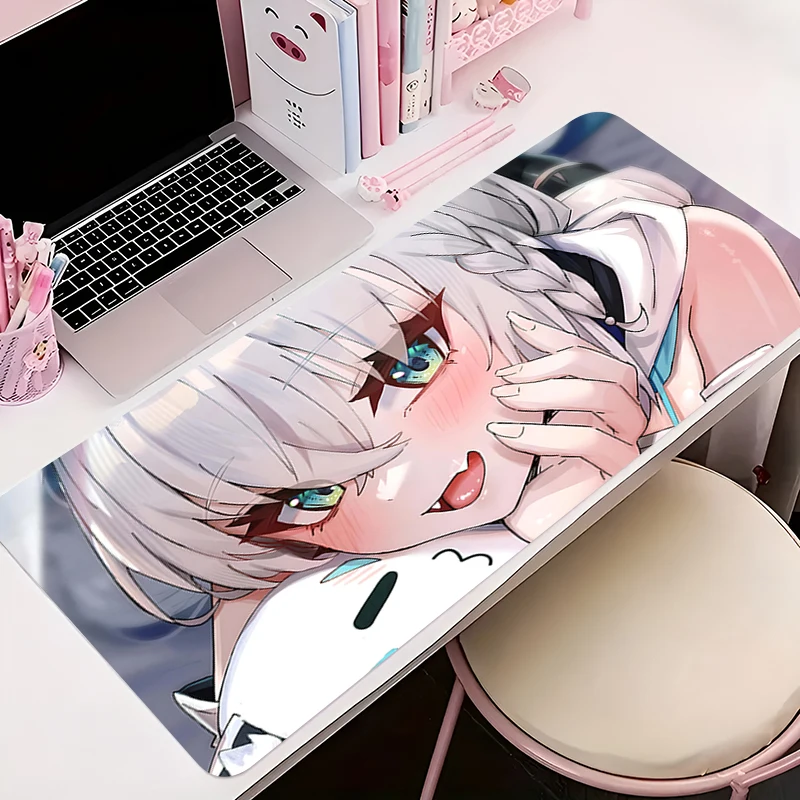 Large Mouse Pads CuteHololive Shirakami Fubuki Anime Mousepads Kawaii Table Mat Office Accessories Desk Mats pc Laptop Mouse Mat