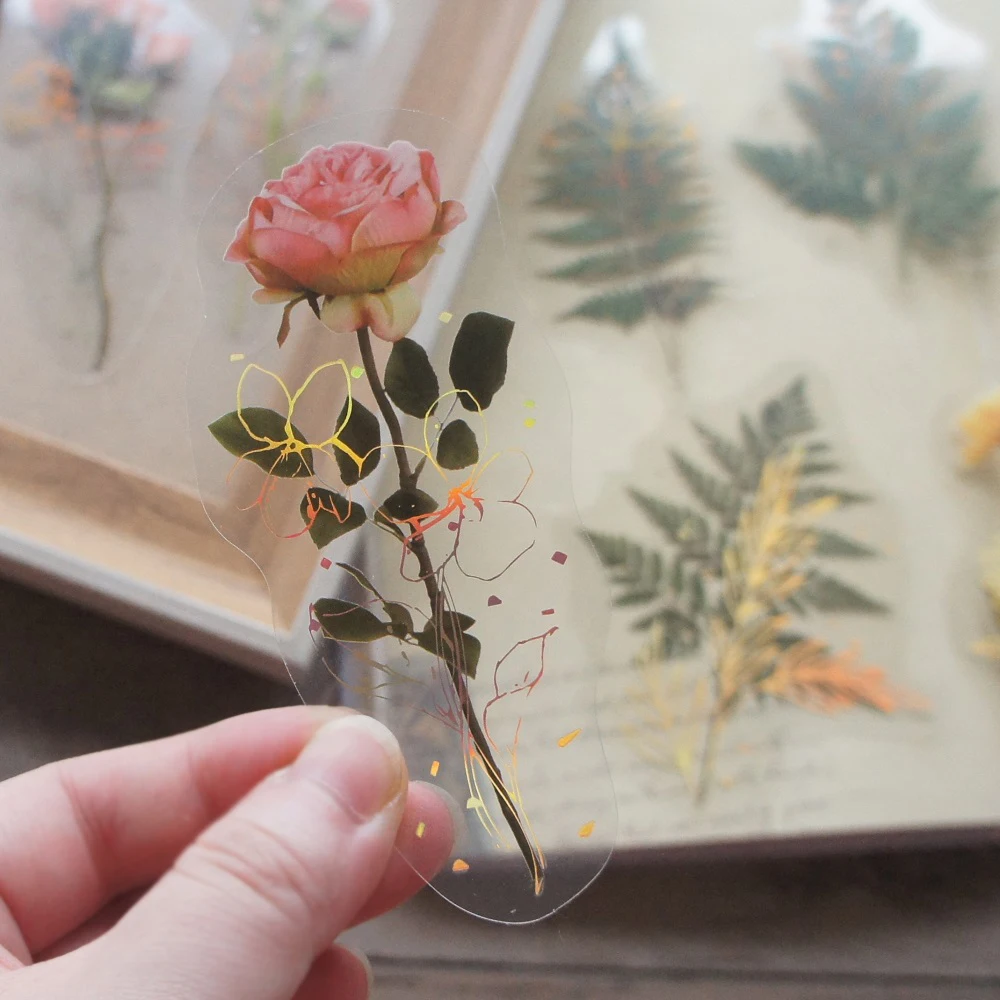 

10pcs Big Size Garden Flowers Have Golden Souls Style Paper Sticker Scrapbooking DIY Gift Decoration Tag