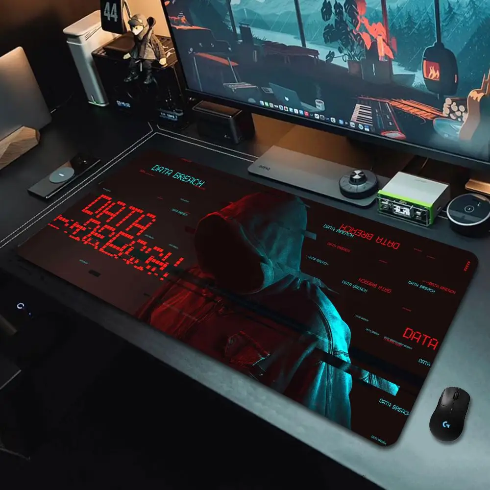 

Коврик для игровой мыши большого размера XXL, дизайн в стиле загадочного хакера, настольный коврик, прошитые края, подходит для офиса и игр
