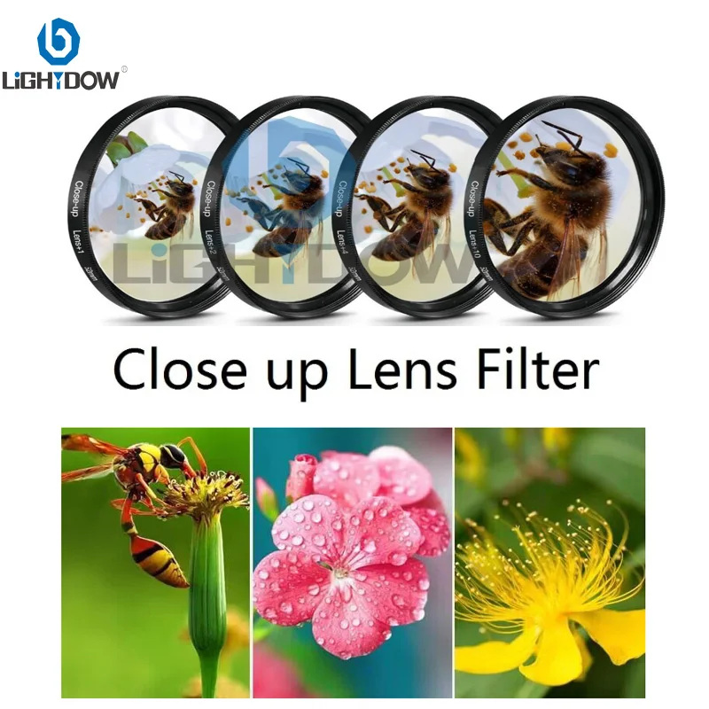 

Lightdow Macro Close Up Lens Filter 4 in 1 +1+2+4+10 Kit 49mm 52mm 55mm 58mm 62mm 67mm 72mm 77mm for Canon Nikon Sony Cameras