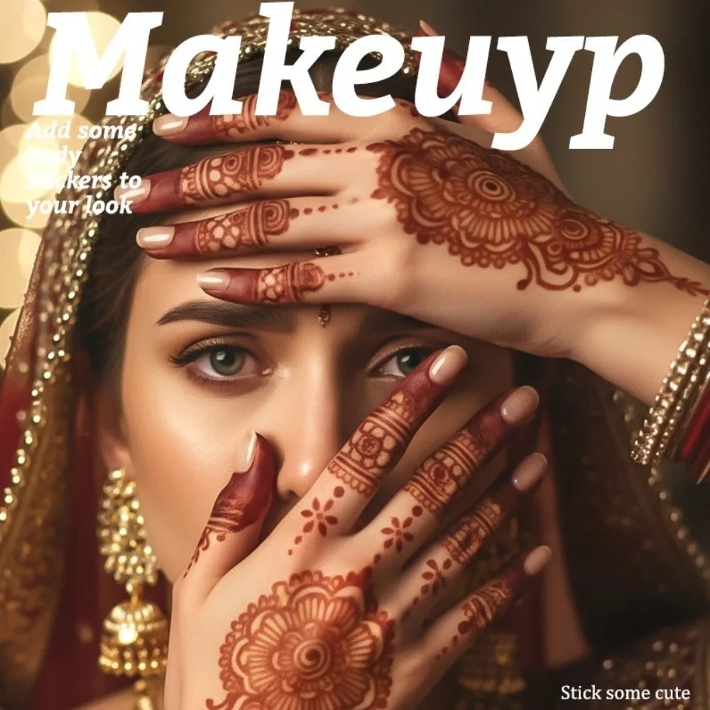 Red Mehndi Stickers Henna Tattoo Stickers Lace Fake Tattoo Wedding Tool Red Henna Tattoo Decals Waterproof Legs Arm