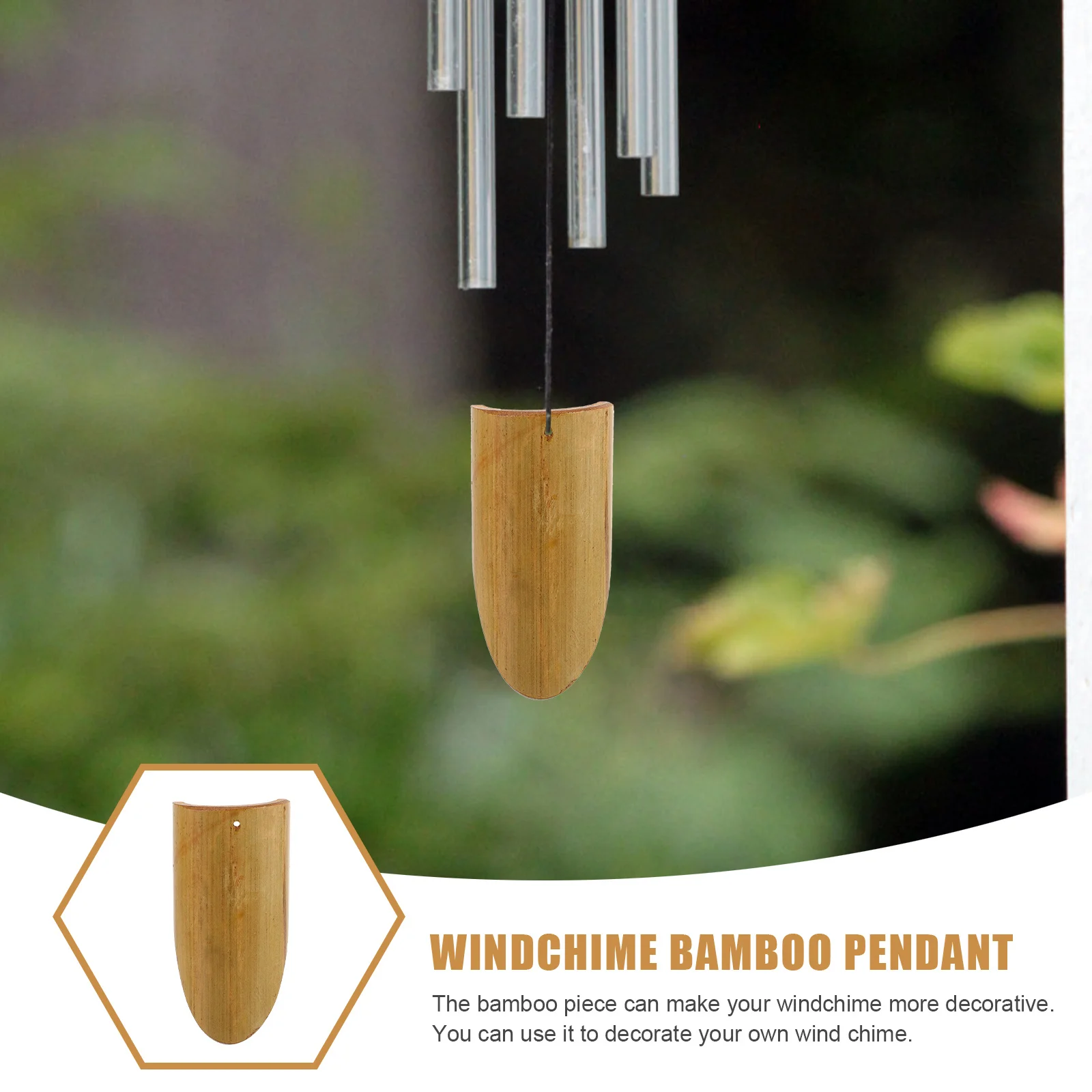 

4Pcs Windchime Bamboo Pendant Making Material Decorative Wind Chime Pieces DIY Craft Supplies for Home Garden Outdoor
