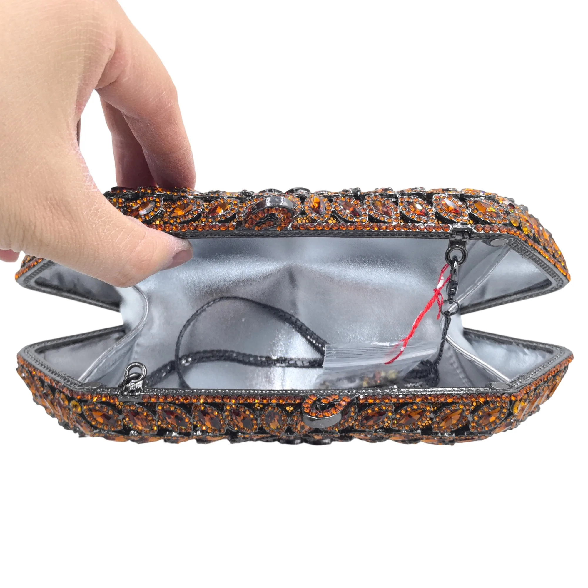 Boutique de FGG Marineblaue Kristall-Clutch-Abendtaschen, formelle Abendtaschen und Clutches für Damen, Party-Clutch-Geldbörse mit Strass – Detail 10