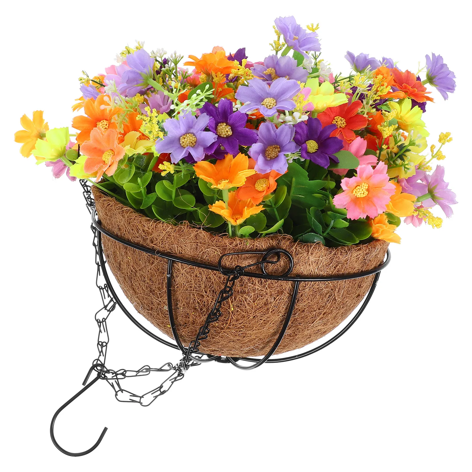

Coconut Fiber Hanging Flower Basket Artificial Plants Decor Indoor Outdoor Garden Floral Hanging Planter