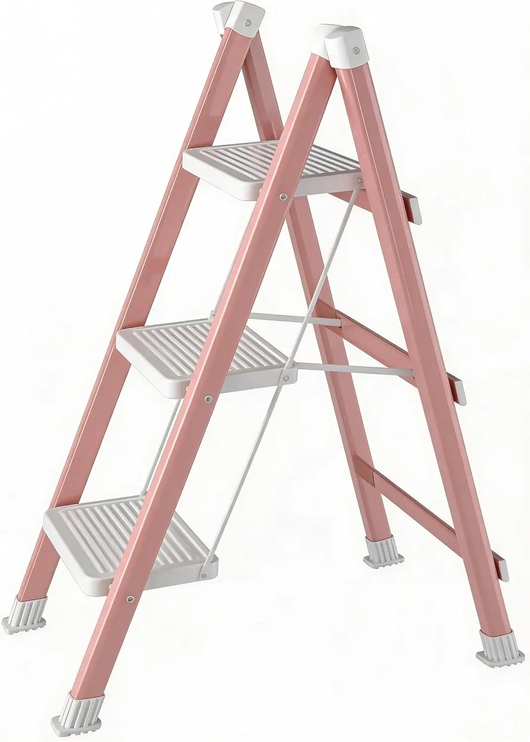 

3 Step Folding Ladder, Heavy Duty Steel Step Stool with Anti-Slip Wide Pedal, 330 lbs Capacity Safety Ladder for Home and