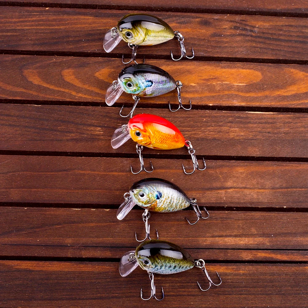 Mini cebo de manivela flotante, Señuelos de Pesca ruidosos para pececillos artificiales duros de agua dulce, Micro Wobbler Crankbait, 40mm, 4g, 5 piezas