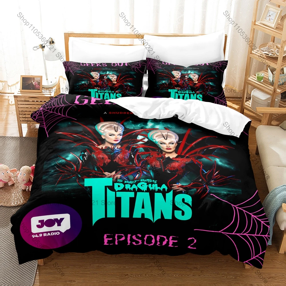 Cool Black Red Minimal Spooky Gothic Creature Doodle Duvet Cover Set 1 Duvet Cover + 2 Pillowcases Soft Microfiber