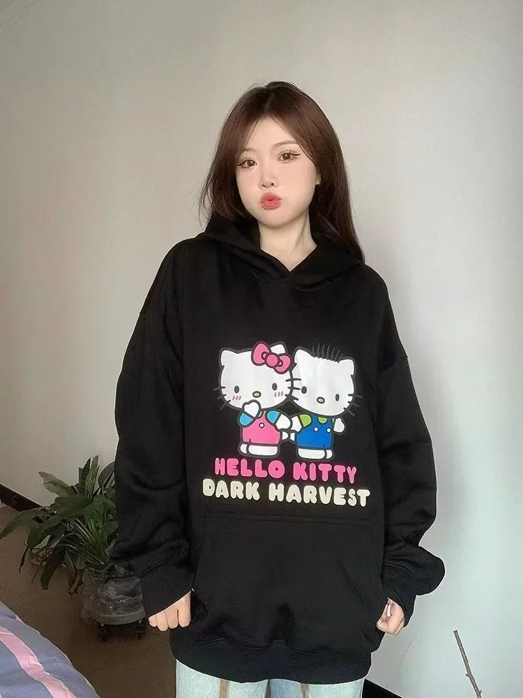

Japanese Anime Sanrio Hello Kitty Cartoon Women'S Hoodie Student Y2K Sweater Spring And Autumn Outdoor Sports Leisure Pullover