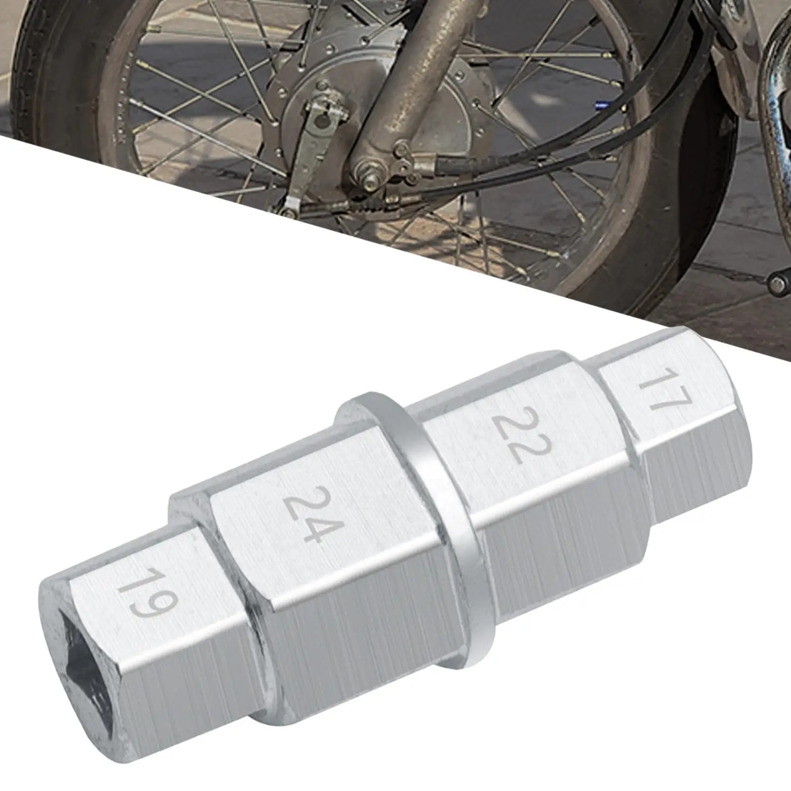 

Silver Hex Axle Adapter Durable Chrome Molybdenum Alloy Wrench for Gas Mini Big Wheel Dirtbike Maintenance