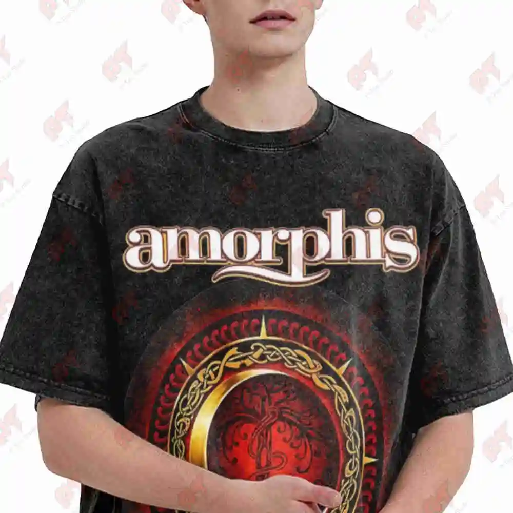 Amorphis Moon Crown Heavy Metal Vintage Washed Tee Pure Cotton T-Shirt