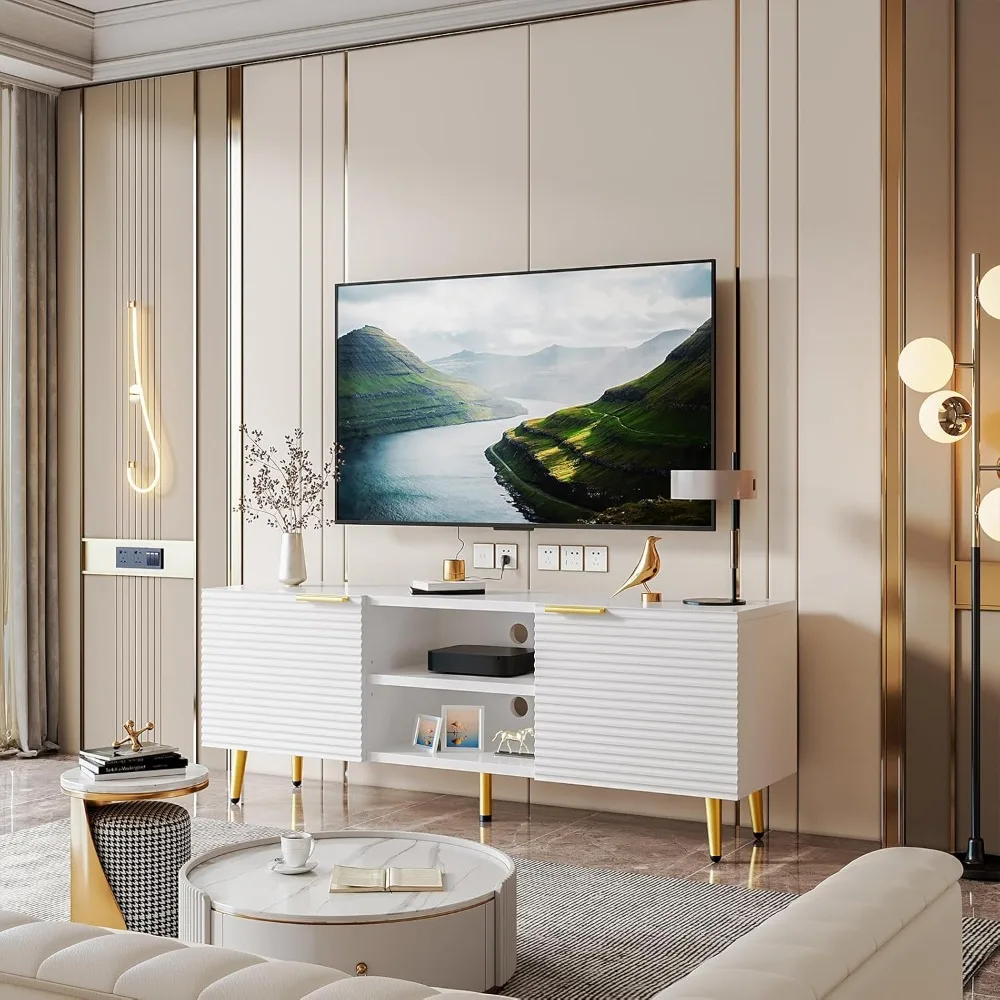 

TV Stand for 55 Inch TVs, Modern TV Console for Living Room Bedroom, TV Media Stand with Adjustable Shelf