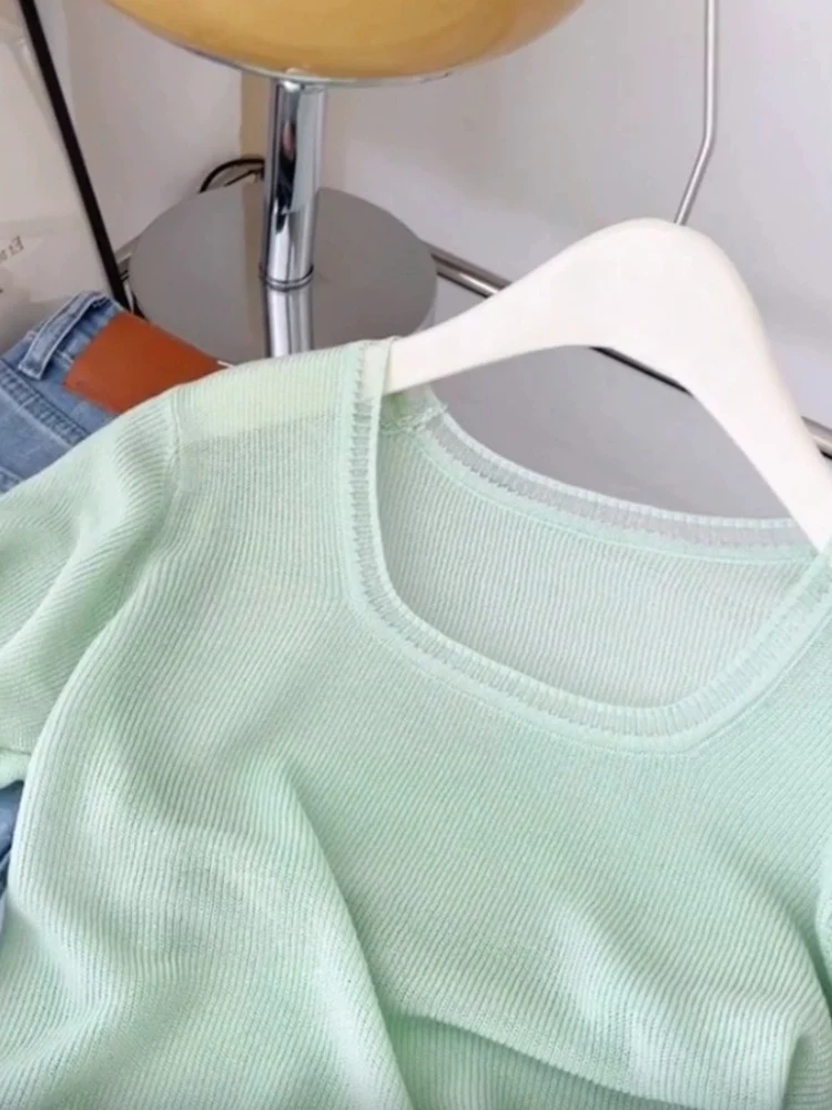 Top casual versatile lavorato a maglia in seta di ghiaccio ort Sve Design estivo da donna morbido e delicato sulla pelle Base Sensation irt Sle coreano