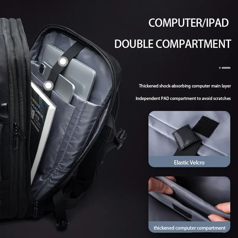 Travel Backpack Men Business Backpack Schoolbags Expandable Large Capacity 15.6 Laptop 180° Open Waterproof Fashion