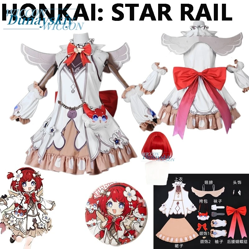 

Game Honkai: Star Rail Cosplay Costume Wig with Wings for Tingyun Full Set Badge Included Halloween Comic Con Outfit