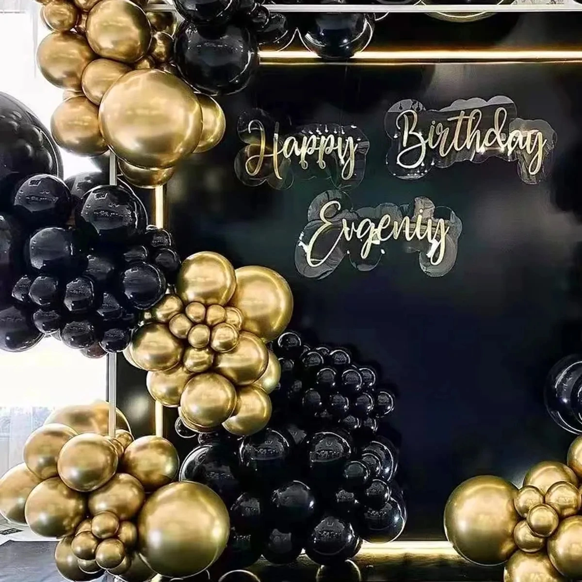 144pcs Black Gold Balloon Garland Arch Kit Chrome Latex Air Globos 30th 40th 50th Birthday Party Baby Shower Decoration Supplies