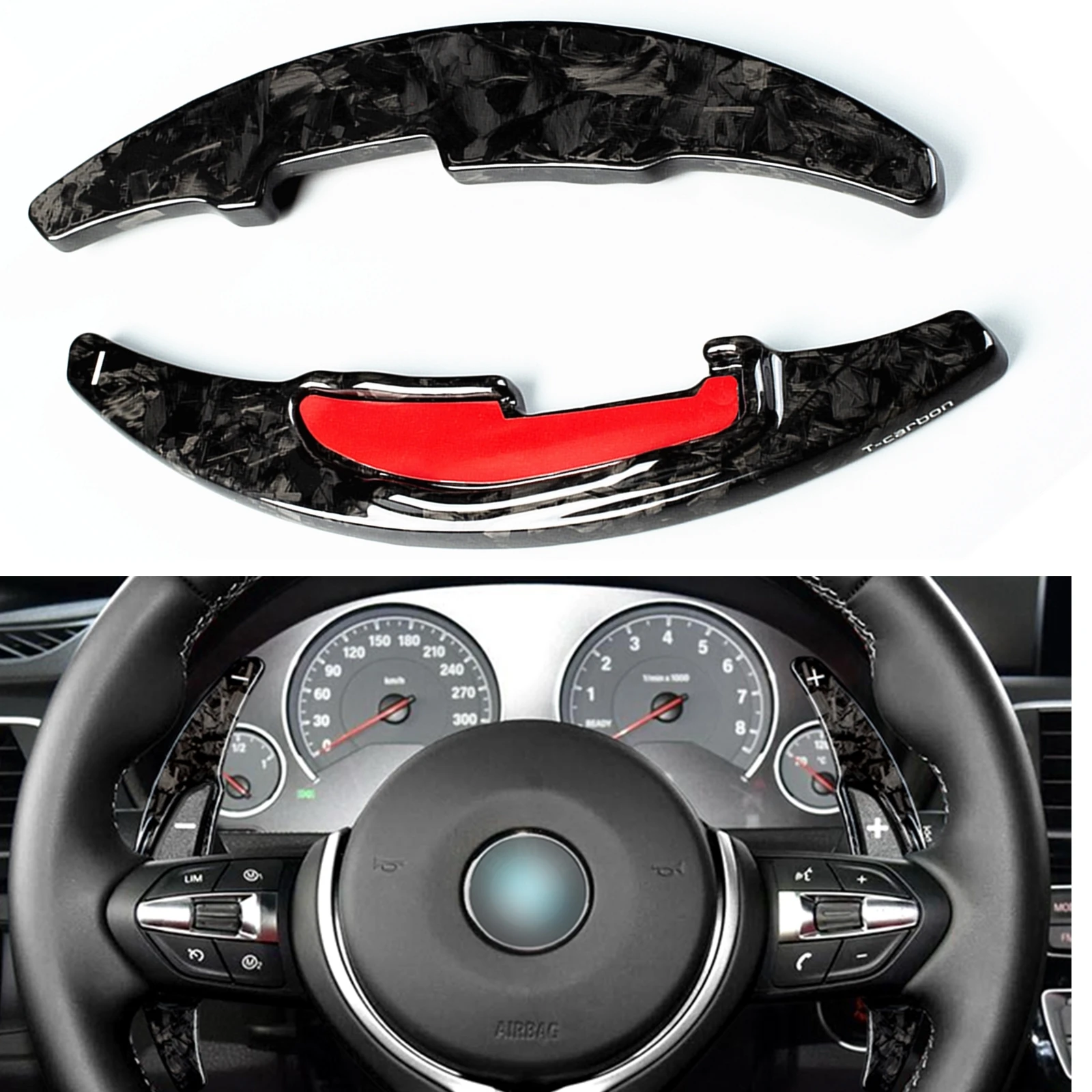 Forged Carbon Fiber Car Gear Steering Wheel Paddle Shift Extension Trim Pad For BMW M2 M3 M4 M5 M6 X5M X6M