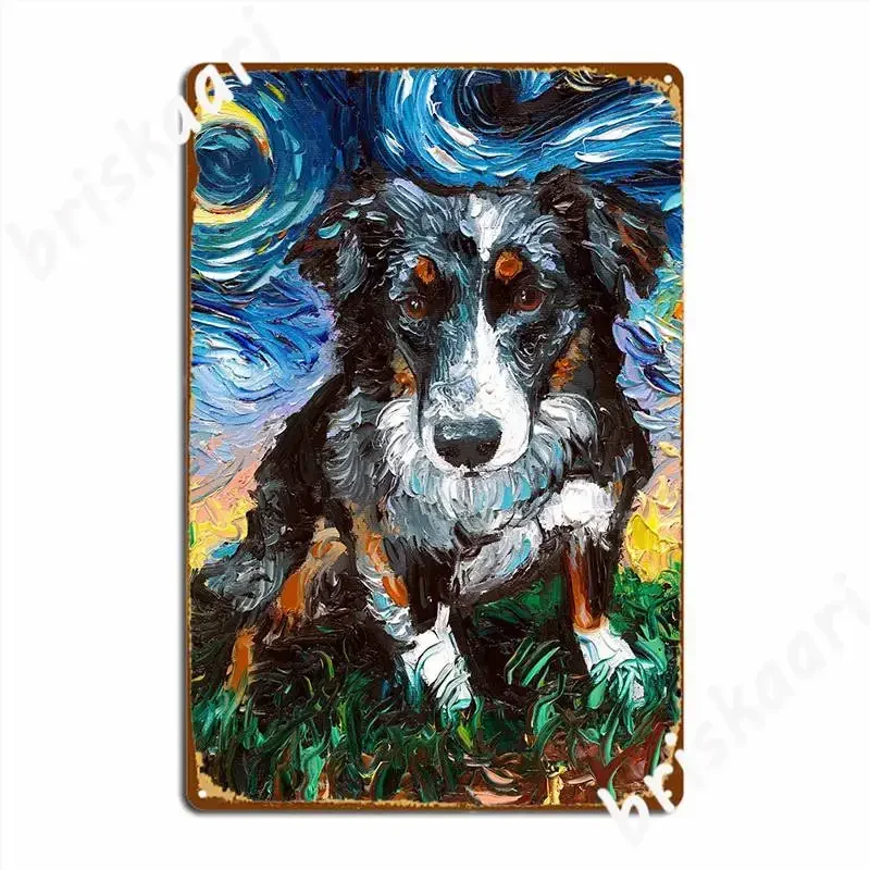 Australian Shepherd Night Metal Plaque Poster Customize Party Wall Decor Cinema Kitchen Tin Sign Poster
