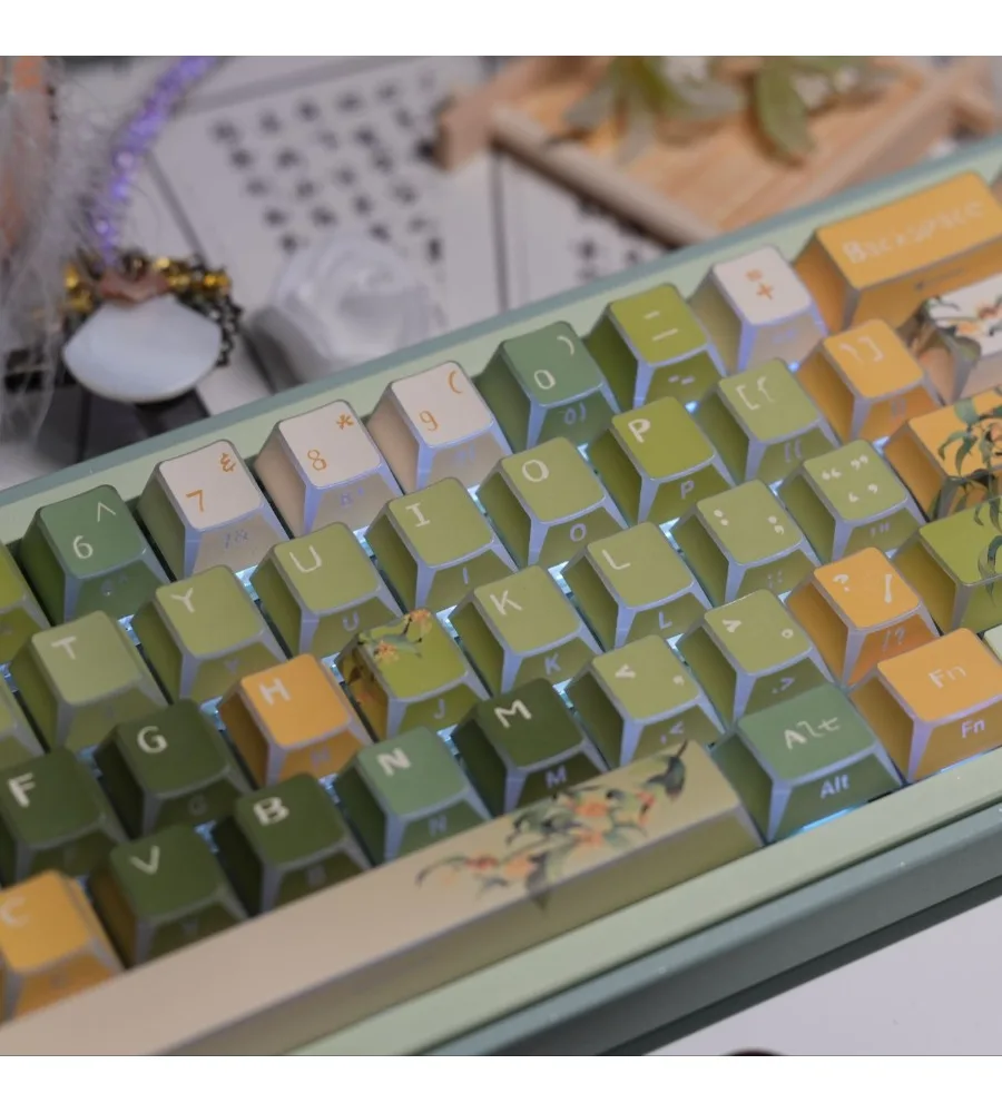 Jingui Oolong Fold Edge Corner Side Transparent Keycap PBT Sublimation Original Wooting magnetic axis mechanical keyboard