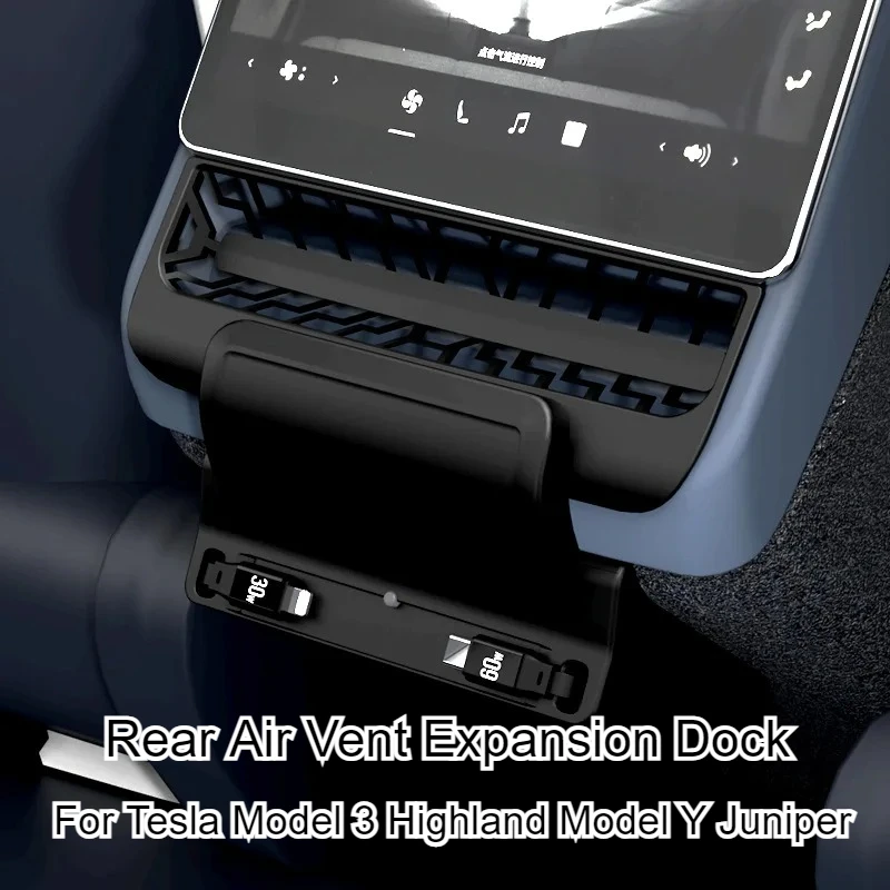 

For Tesla Model Y Juniper Model 3 Highland Rear Air Vent 27W Quick Charger USB Shunt HUB Power Splitter Apple Type-C Charger